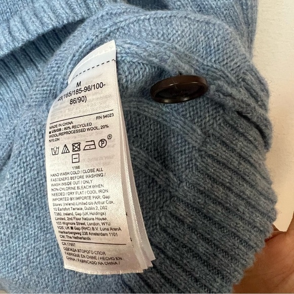 Banana Republic Mens Mock Neck Button Wool Blend Pullover Sweater Blue Sz M - Picture 8 of 13